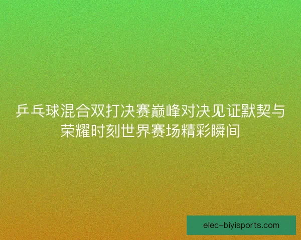 乒乓球混合双打决赛巅峰对决见证默契与荣耀时刻世界赛场精彩瞬间